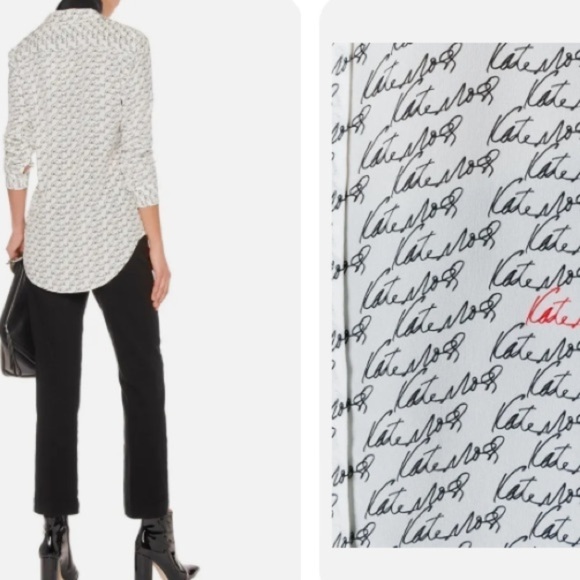 Equipment Kate Moss All Over Autograph Print Long Sleeve Blouse size Large - Picture 4 of 16